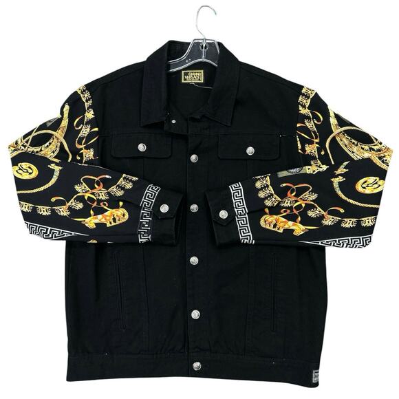 Dapper Dan VTG Authentic 90s Upcycled Print Denim Jacket SZ L - Picture 1 of 8